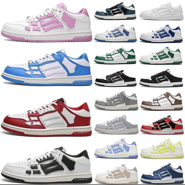 

2023 running shoes with box skel low bones bone leather sneakers skeleton blue red white black grey brown men women ourdoor sports mens trai