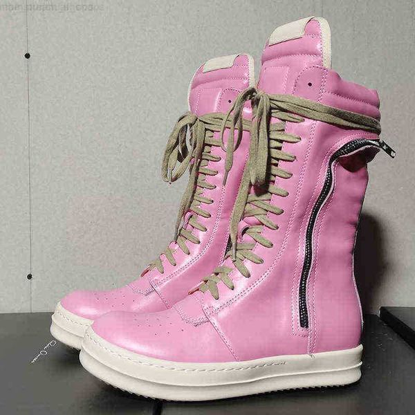 

spring ro and autumn high shoes men's fashion trend horizontal wallet calf leather show personality high boots board shoes women, Black