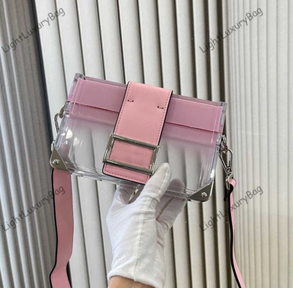 

10a designer brand bags transparent acrylic box bag fashion shoulder crossbody bag women luxury pink bag classic female purses 230623