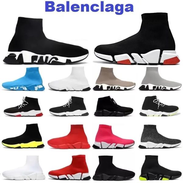 

new fashion men mens woman designer socks casual shoes 2023 platform shiny knit speed 2.0 1.0 trainer runner sneaker sock shoe master emboss, Black