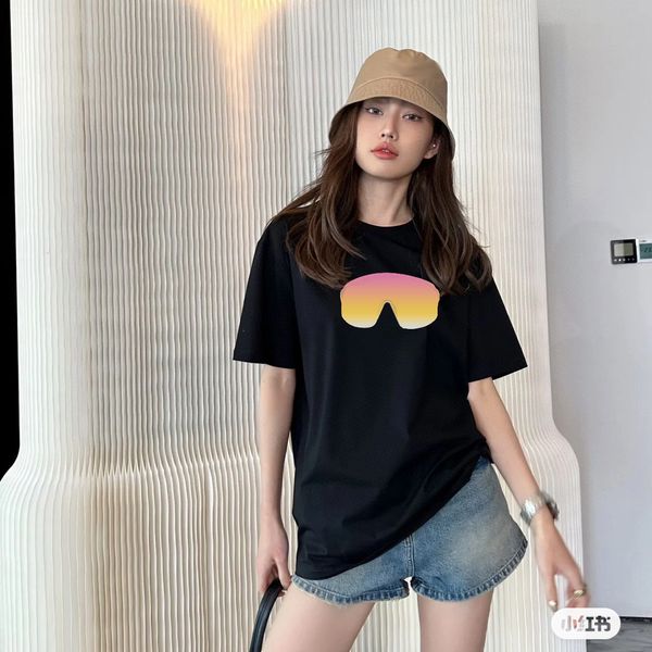 

women's summer couple t-shirt harajuku streetwear toys sunglasses shopping cart printed t-shirt cotton casual hip hop loose t-shirt d10, Black