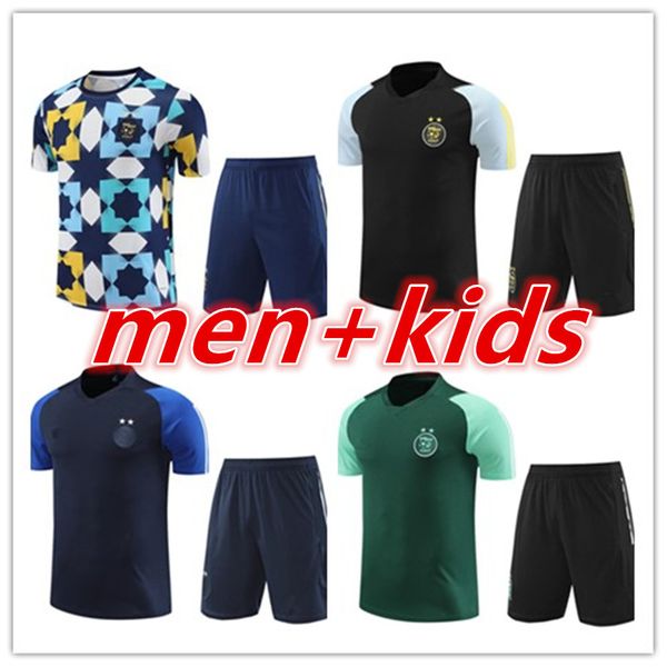 

23 24 algerie short sleeved sportswear football training uniform psgs short sleeved suit 2023 2024 algerian short sportswear for adults and, Black