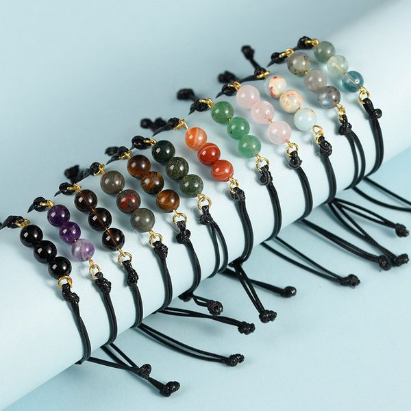 

natural stone crystal bracelets for men women healing amulet 8mm round quartz beads charm bracelet couple jewelry minimalist, Golden;silver