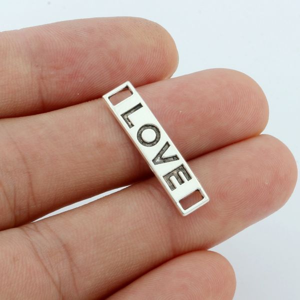 

100pcs love alphabet connector pendants beads charms for crafting, jewelry findings making accessory for diy necklace bracelet a-19, Silver
