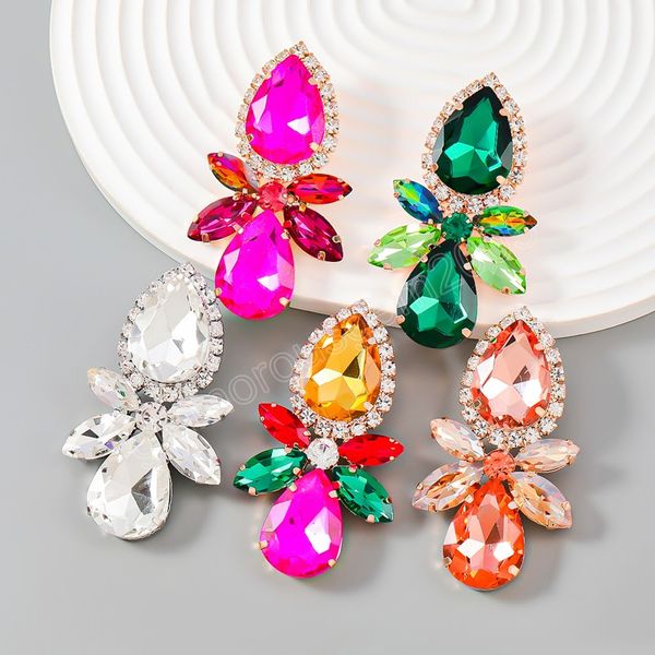 

rhinestone water drop dangle earrings for women jewelry fashion girls' birthday earrings accessories, Silver