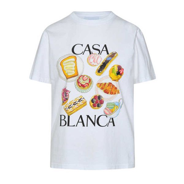 

casablanca 23ss designer t shirt print hawaii casual loose versatile men and women cotton short sleeve tees couple summer, White;black