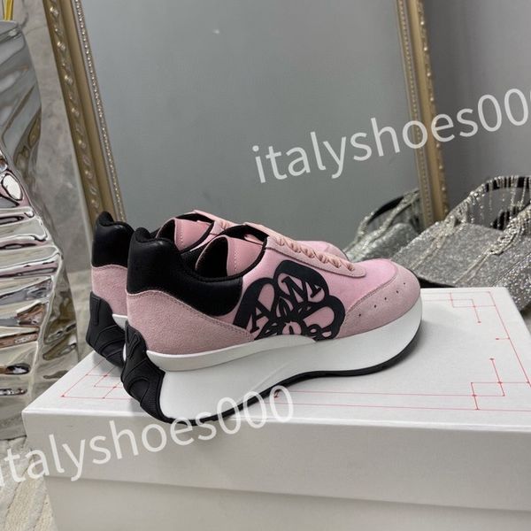 

2023 luxurys casual shoes women travel leather lace-up sneaker cowhide fashion lady flat designer running trainers woman shoe size 35-41, Black