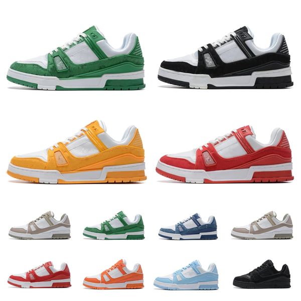 

trainer sneaker running shoes designer virgil calfskin leather abloh white green red blue letter overlays platform low outdoor walking h6v4#