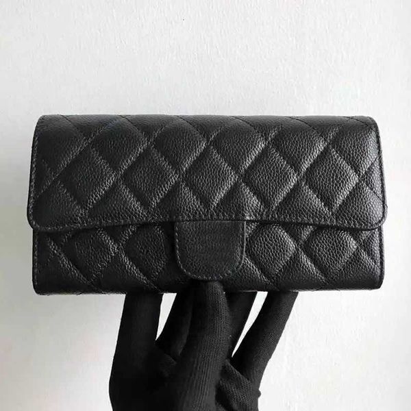 

card bag c bag granny women's long wallet card bag caviar leather flip business card credit card holder, Red;black