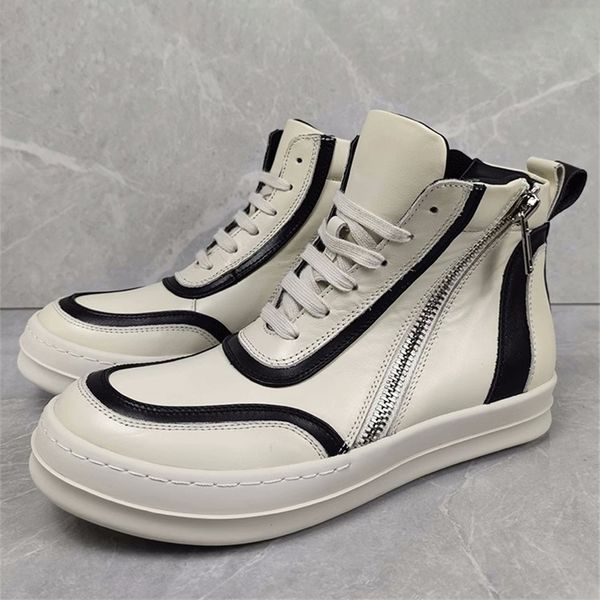 

men ankle boots genuine leather high-fashion sneakers dark street style men's shoes p25d50, Black