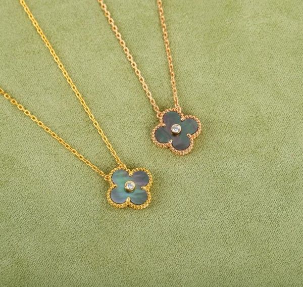 

june new style natural gray fritillaria fourleaf clover necklace classic temperament color matching highquality silver necklace4612153