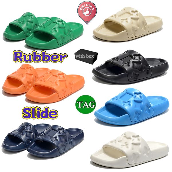 

with box slippers waterfront embossed mule rubber slide beach sandals men women white orange black green sky blue navy designer sandal summe