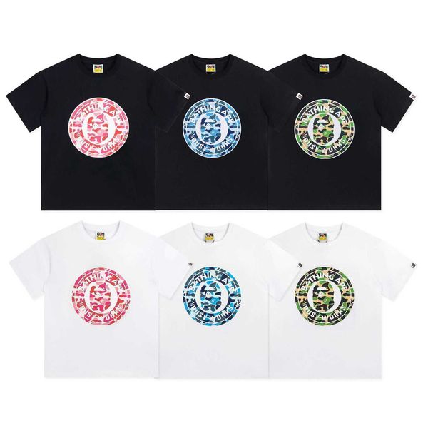 

fashion designer luxury spring super summer 2023 new men's camouflage ape letter round stamp printed cotton short sleeve t-shirt, White;black