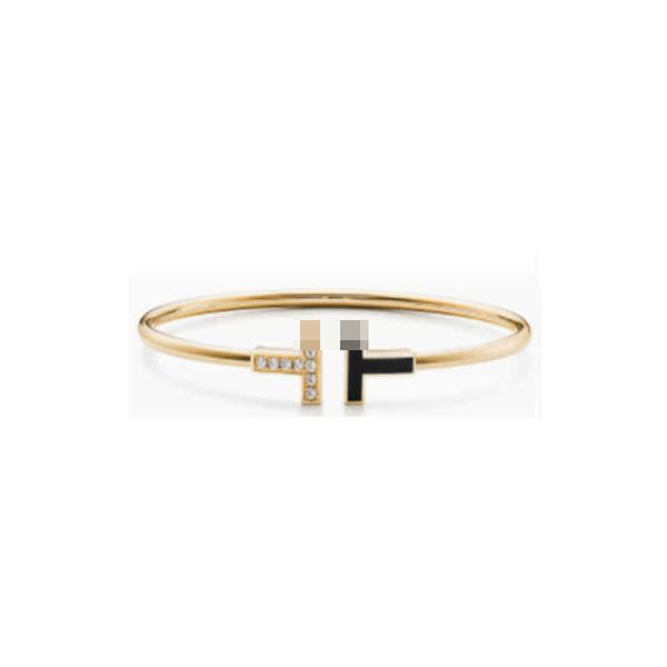 

counter quality popular 925 sterling silver classic double t drip glue diamond plating bracelet tiffay fashion 0nrc, Golden;silver