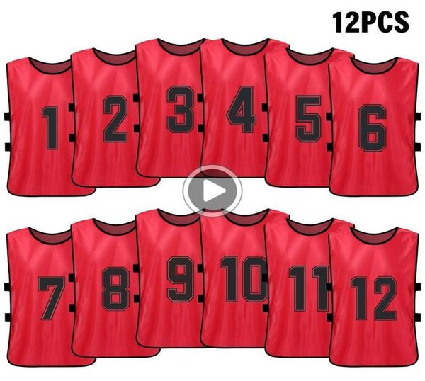 

12 pcs sports vest kid039s pinnies quick drying socr jerseys youth sports scrimmage training numbered bibs practi3926270