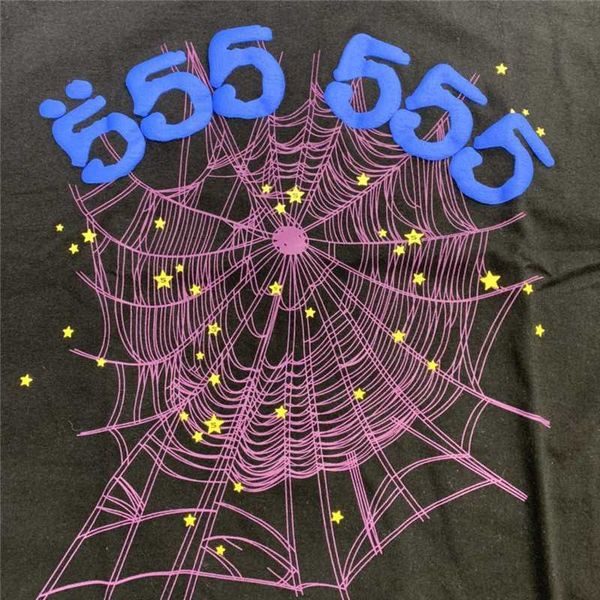 

foaming printing sp5der 555555 angel number t shirt men women 11 spider web pattern t-shirt tees, White;black
