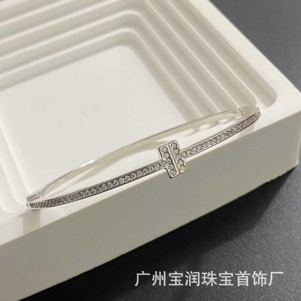 

versatile tiffay double t band diamond narrow edition bracelet fashionable simple and elegant luxury versatile for men women couple bracelet, Black