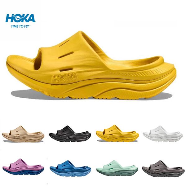 

hoka one ora recovery slide 3 designer slippers sandals slides men women yellow white black green blue light bone grey navy mens summer slip