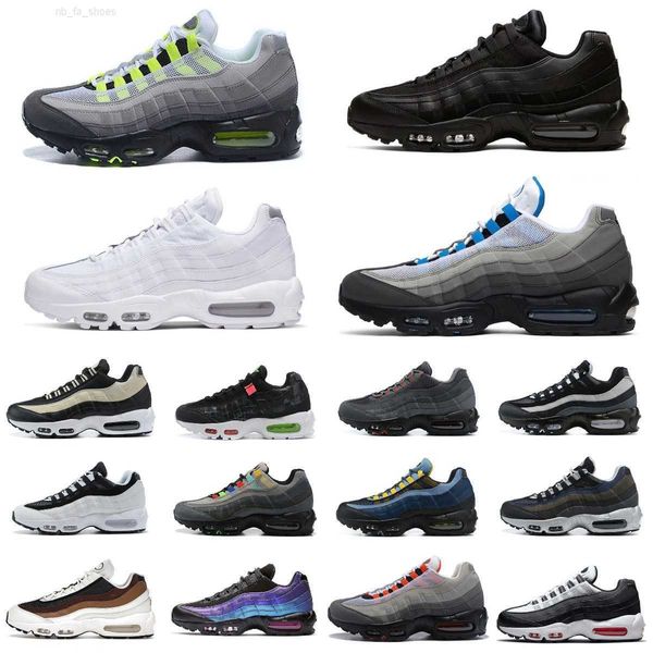 

designer mens 95 running shoes airmax95s triple black white air neon greedy solar red sneakers 20th anniversary ultra olive blue reflective