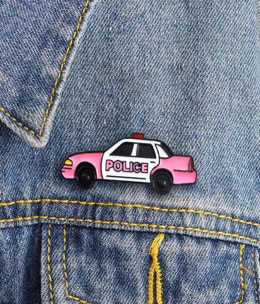 

police car police pink white cute special personality tide new brooch creative cartoon lapel denim badge9587316, Gray