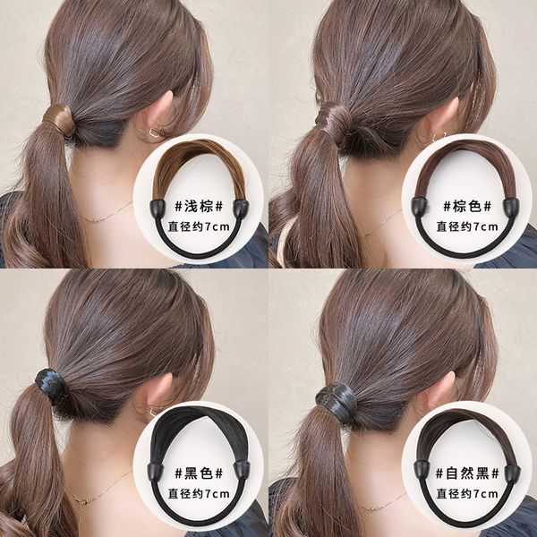 

fashion blogger designer jewelrg new simulated ponytail leather band with wig loop and headrope scrunchies hair ties wholesale fs29, Golden;silver