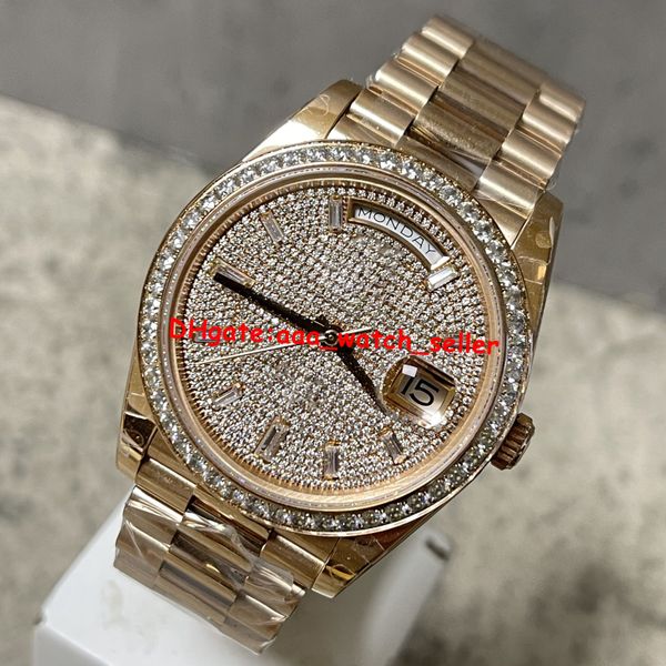 

bp factory luxury mens watches 40mm 228235 228345 228345rbr round diamond bezel automatic movement 2 end links presidential bracelet sapphir, Slivery;brown