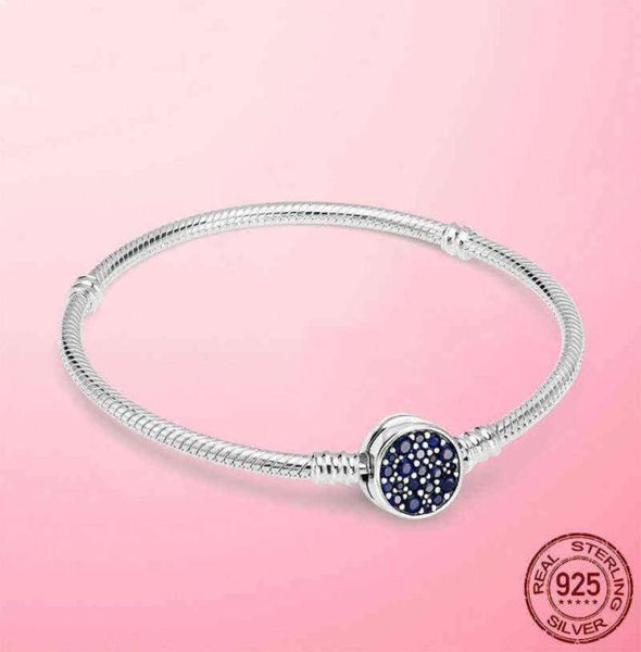 

2021 pulseira 925 sterling silver bracelet femme moments sparkling blue disc clasp chain bracelets bangles women jewelry6628701, Black