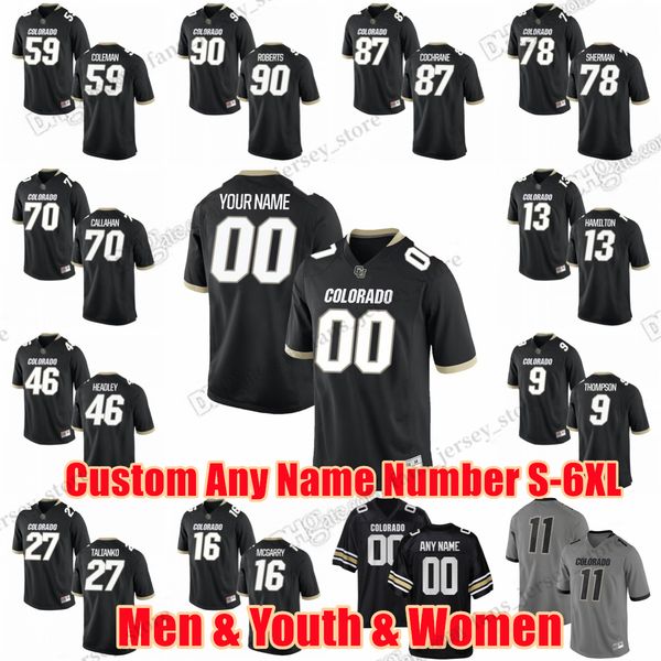 

ncaa s-6xl colorado buffaloes college football jerseys timothy coleman shane callahan william sherman xavier cochrane terriek roberts any na, Black