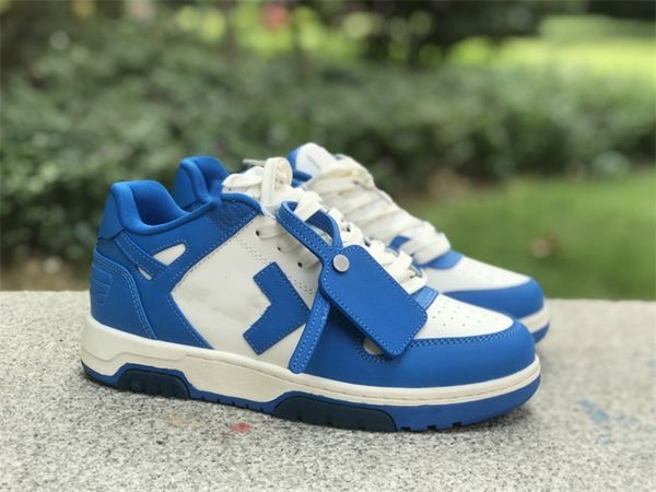 

basketball designer shoes ow out of office blue white low leather sneakers with original box