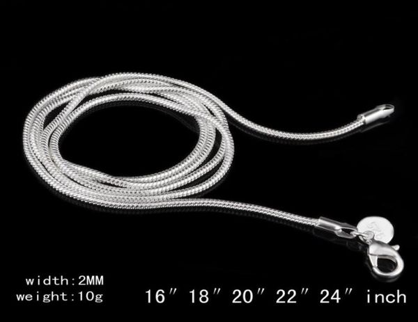 

2mm chain necklace 925 sterling silver fashion chains women jewelry necklace diy accessories price 16 18 20 22 24 inch6253104