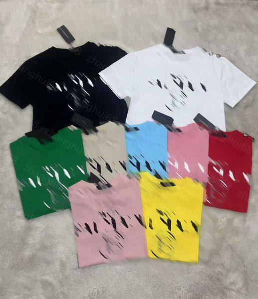

23ss womens t-shirt womens designer clothing tee pure cotton hardware shoulder buckle letters print short sleeve t-shirt 9 colors available, White