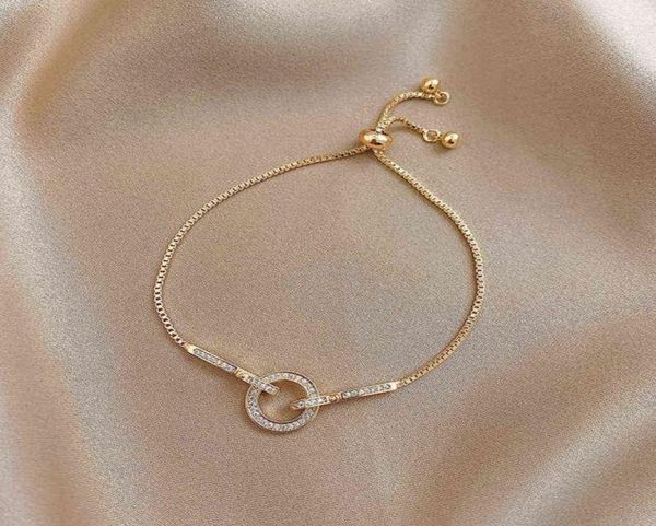 

slightly inlaid with diamond ring adjustable bone bracelet female minority design net red cold wind versatile new fashion8648597, Golden;silver