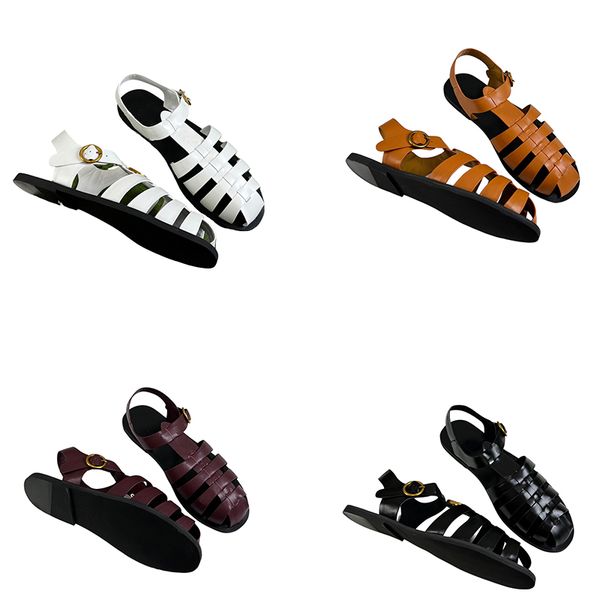 

designer buckle strap sandals mens luxury fashion black white gray green brown rubber shoes size 38-44