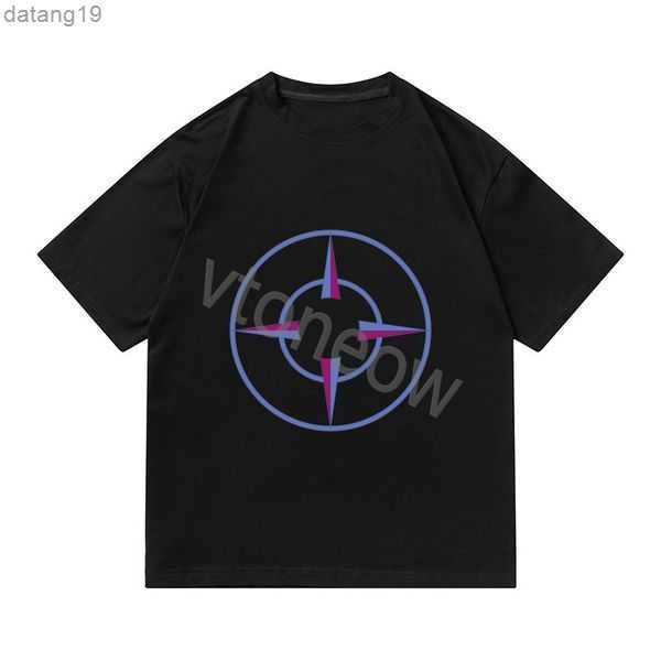 

mens women designers t shirts stone short sleeve series compass printed trendy reflective men's and women's t-shirt island 10 gs9d, White;black