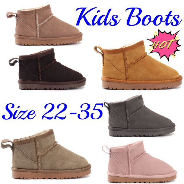 

australia mini kids shoes classic uggi snow boots toddler girls designer winter boys baby shoe warm boot kid youth children sneakers fur plu, Black;grey
