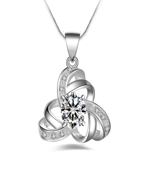 

new 925 sterling silver necklace austrian crystal rhinestone cz diamond pendant chain for women ladies fashion jewelry accessories8545607