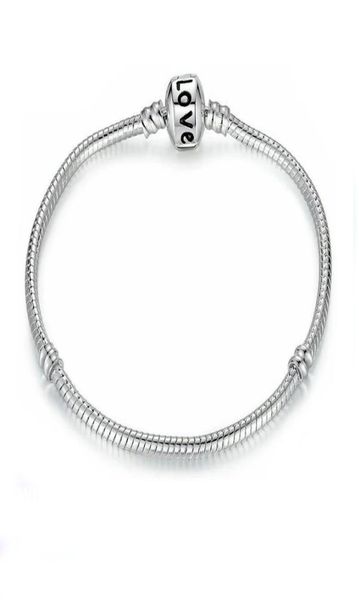 

s925 sterling silver plated bracelet with love letter chain fit charm beads bracelets women diy jewelry making wholesale price2274741, Golden;silver