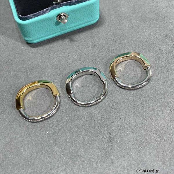 

trendy v gold cnc exquisite sculpture tiffay lock head ring small design sense 18k rose colored fashionable and versatile md0x, Silver