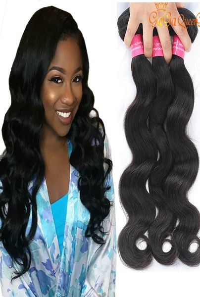 

gagaqueen body wave virgin human hair extensions brazilian body wave human hair weaves peruvian indian human hair bundles6029106, Black