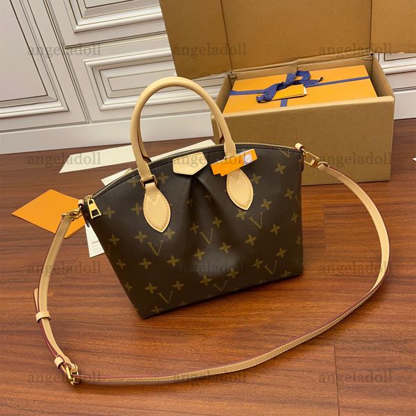

10a mirror quality designers small boetie zipper tote bags 25cm womens handle handbag luxury brown coated canvas purse crossbody shoulder le