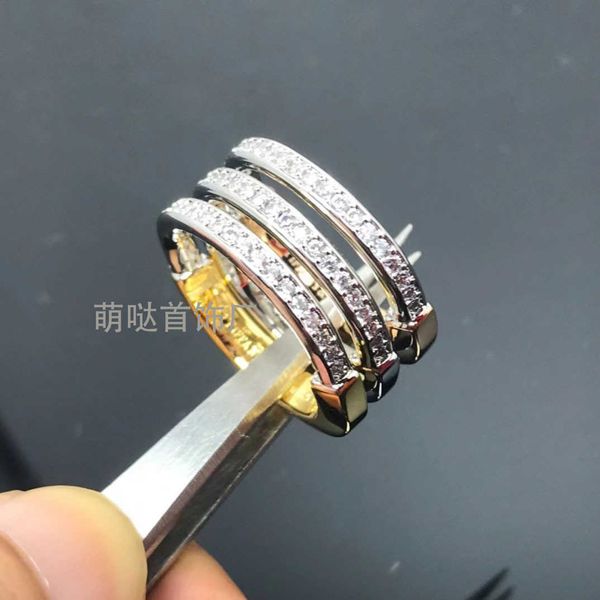 

high version tiffay lock u-shaped dual color ring single row diamond personalized versatile v gold 925 silver plated fashion ornament women&