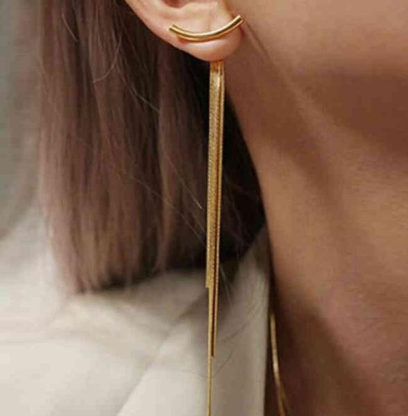 

alloy earring pendant creative simple bone tassel metal long earrings female accessories6795619, Golden