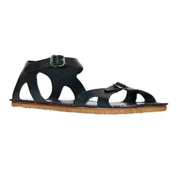 

the row pure original the * row new genuine leather one line buckle open toe fashion roman sandals comfortable and versatile beach shoes for, Black