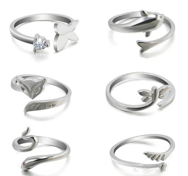 

the new fashion cute animal dolphin ring opening minimalist temperament fox ring wings2837841, Silver