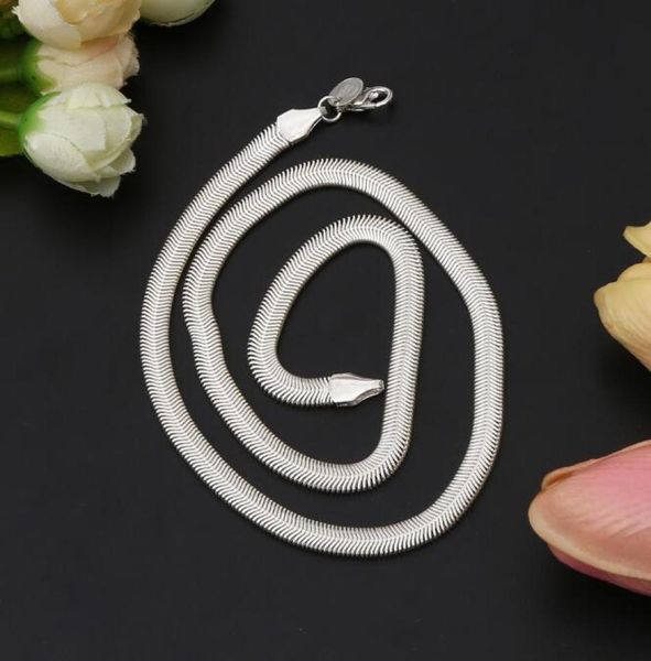 

woman men necklace bracelet 6mm*16-30 inches 925 silvery soft bone flat chain necklace bracelet 10pcs/lot6731984, Black