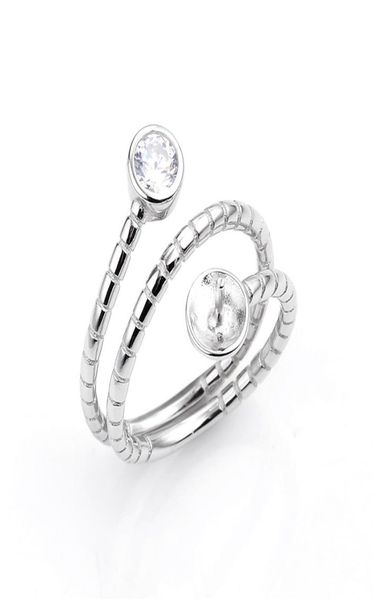 

shaped ring pearl settings with zircon jewelry bijoux 925 sterling silver rings base diy findings 5 pieces4334374, Slivery;crystal