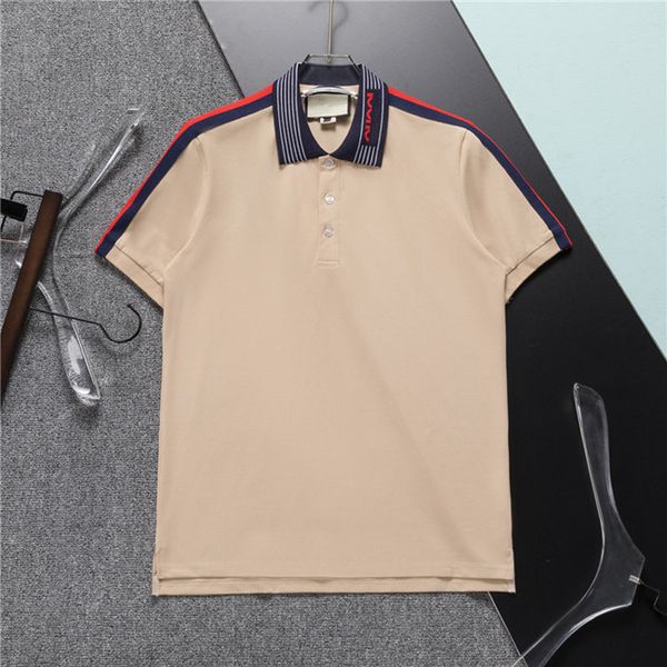 

men's fashion polo t-shirt casual patchwork color contrast line letter short sleeve high street trend asia size m-xxxl, White;black
