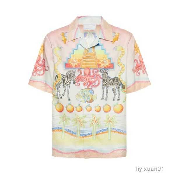 

casablanc designer men t shirt set masao san print mens casual and short womens loose silk tees transportation tshirt 21 awps, White;black