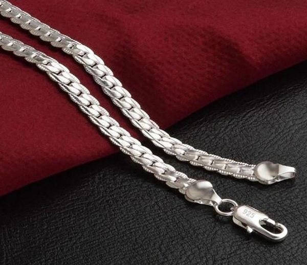

925 sterling silver bone chain necklace 5mm width men women jewelry necklace diy accessories 20 22 24 26 28 30inch1302748