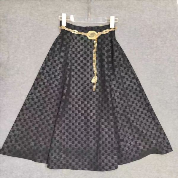 

luxury designer women a-line skirt elastic waist spring autumn office lady elegant skirt zipper fashion black skirts g217